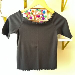 Caution To The Wind black Ribbed Knit Top